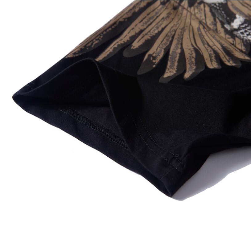 Áo thun tay ngắn in hình đôi cánh màu trắng đen thời trang dành cho cặp đôi