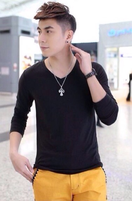 Áo thun Hàn Quốc dài tay phong cách - thời trang - xám chì | BigBuy360 - bigbuy360.vn