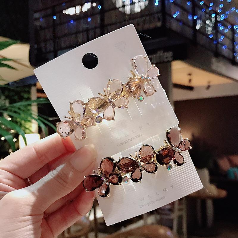 Kẹp tóc hình bướm đính đá lấp lánh thời trang cho nữ