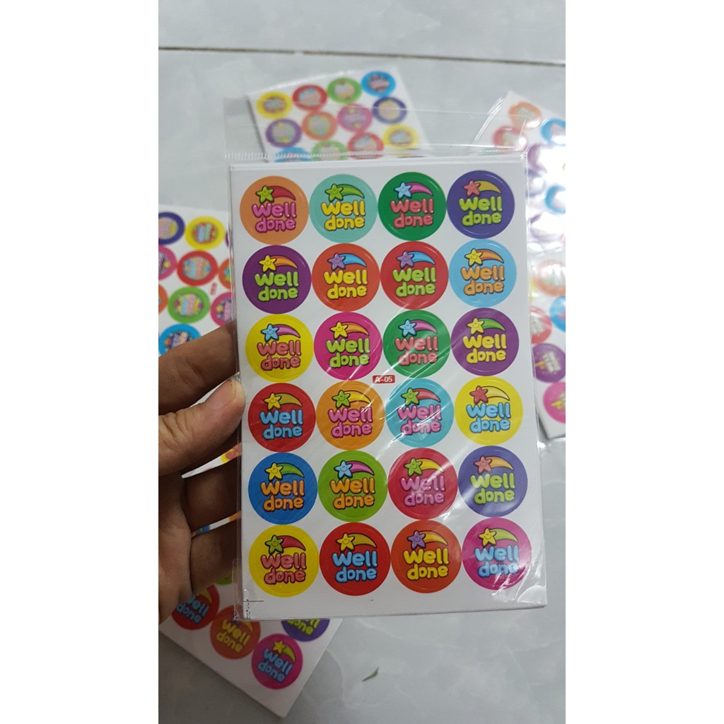 Set 10 túi Sticker Lời Khen Tiếng Anh Siêu Đẹp