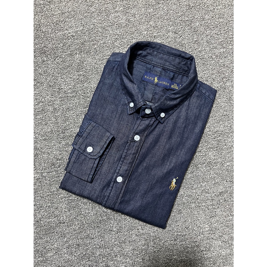 Áo Sơ Mi Denim Dài Tay Màu Trơn Phong Cách Công Sở Thời Trang Cho Nam