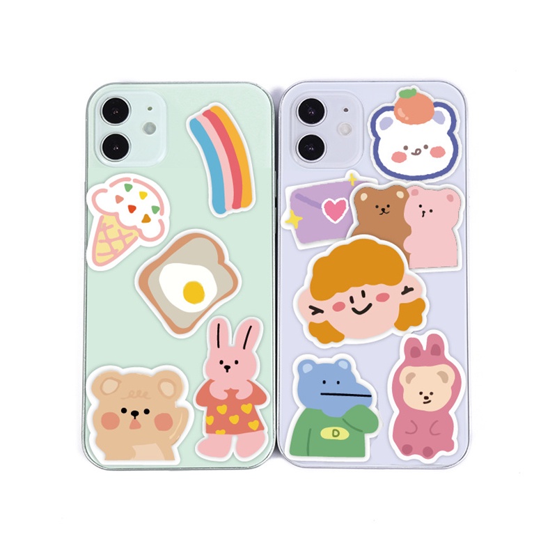 Set 40~102 Nhãn Dán Hoạt Hình Dễ Thương Chống Nước Trang Trí Sổ Tay Hành Lý Xe Máy