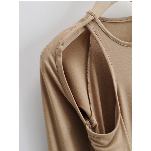 Áo thun dài tay bodysuit khoét vai kiểu dáng sexy