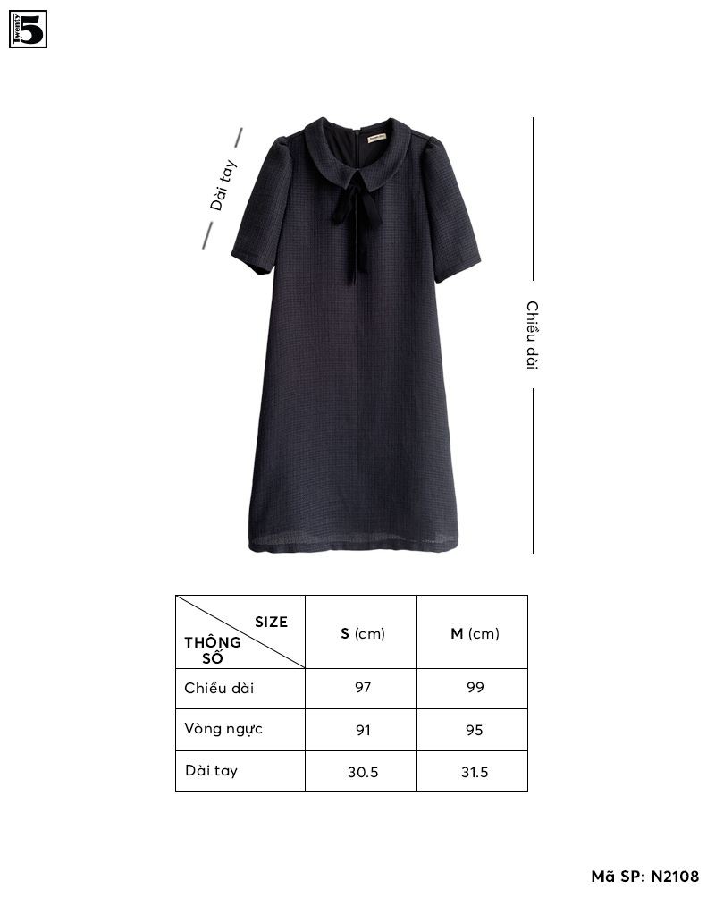 Đầm cổ sen dạ tweed dáng chữ A Twentyfive N2108