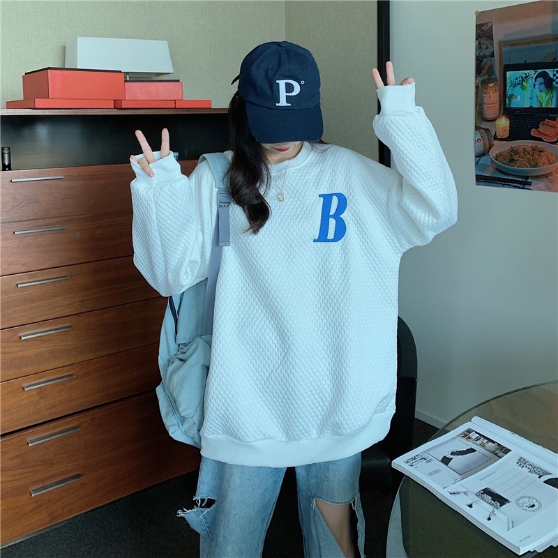 【ZHELIHANGFEI】Áo Thun Sweater Tay Dài Thêu Họa Tiết Xinh Xắn