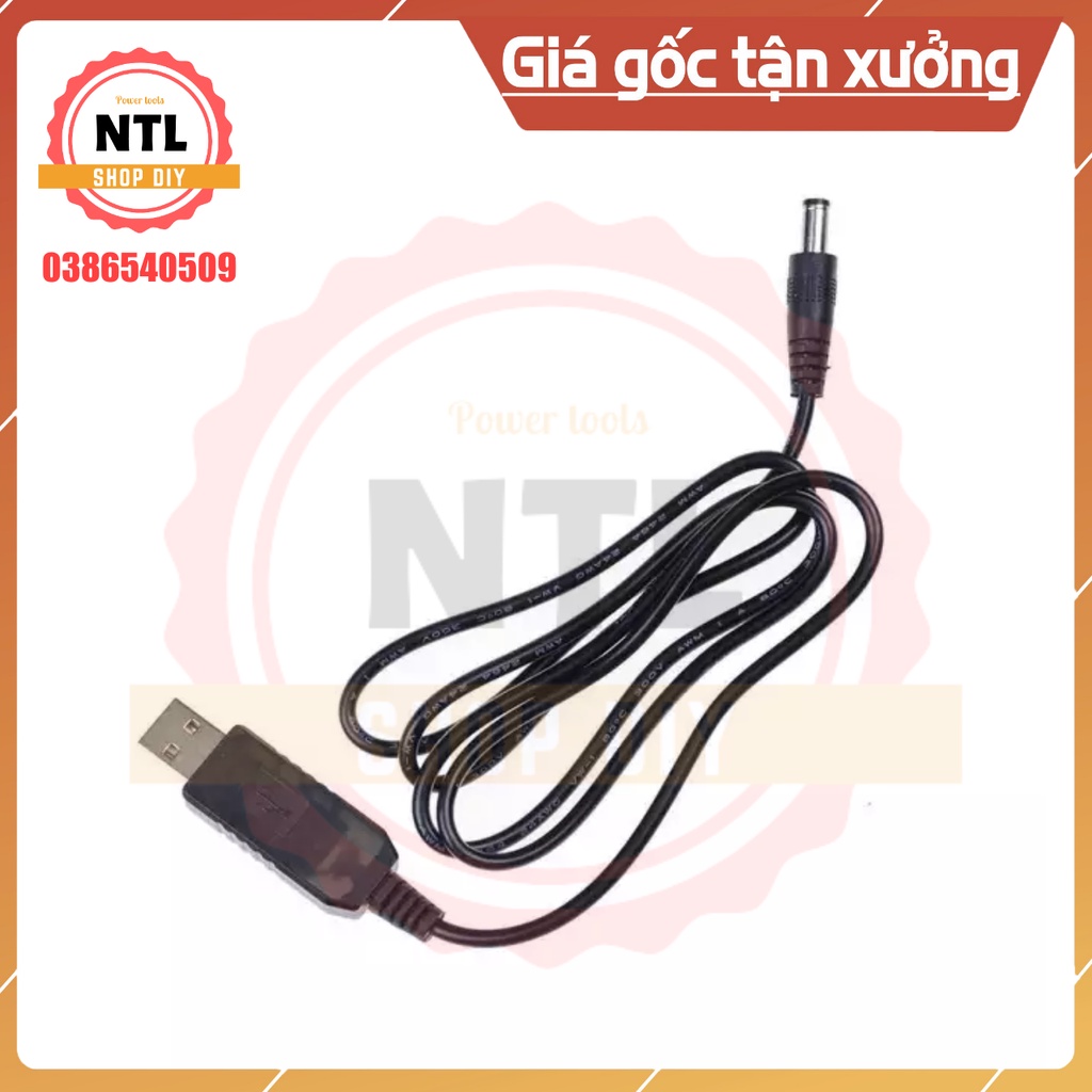 Dây nguồn USB tăng áp từ 5V lên 9-12V jack DC tròn 5.5mm