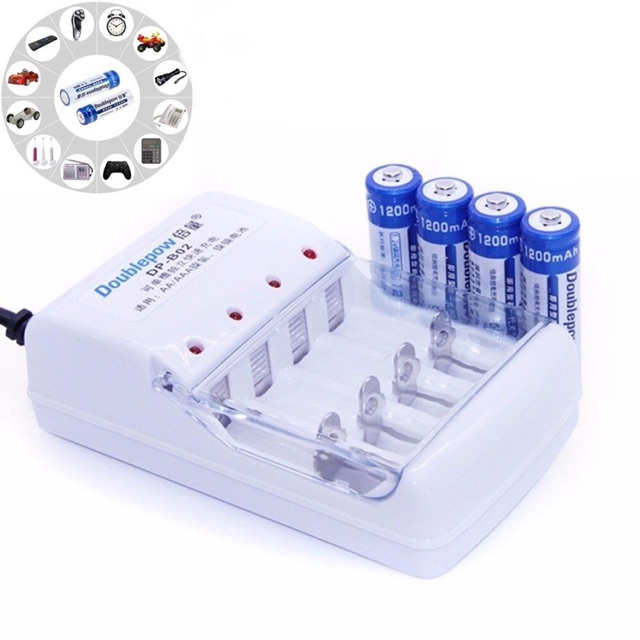 Bộ sạc pin tiểu AA AAA Doublepower + pin sạc AA dung lượng cao 1200mAh