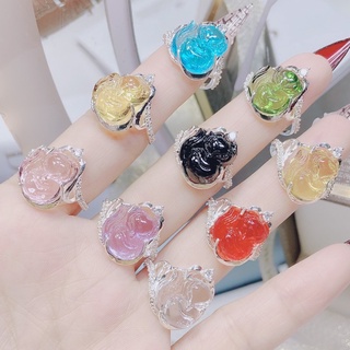 mặt và nhẫn hồ ly bọc bạc có viền đá