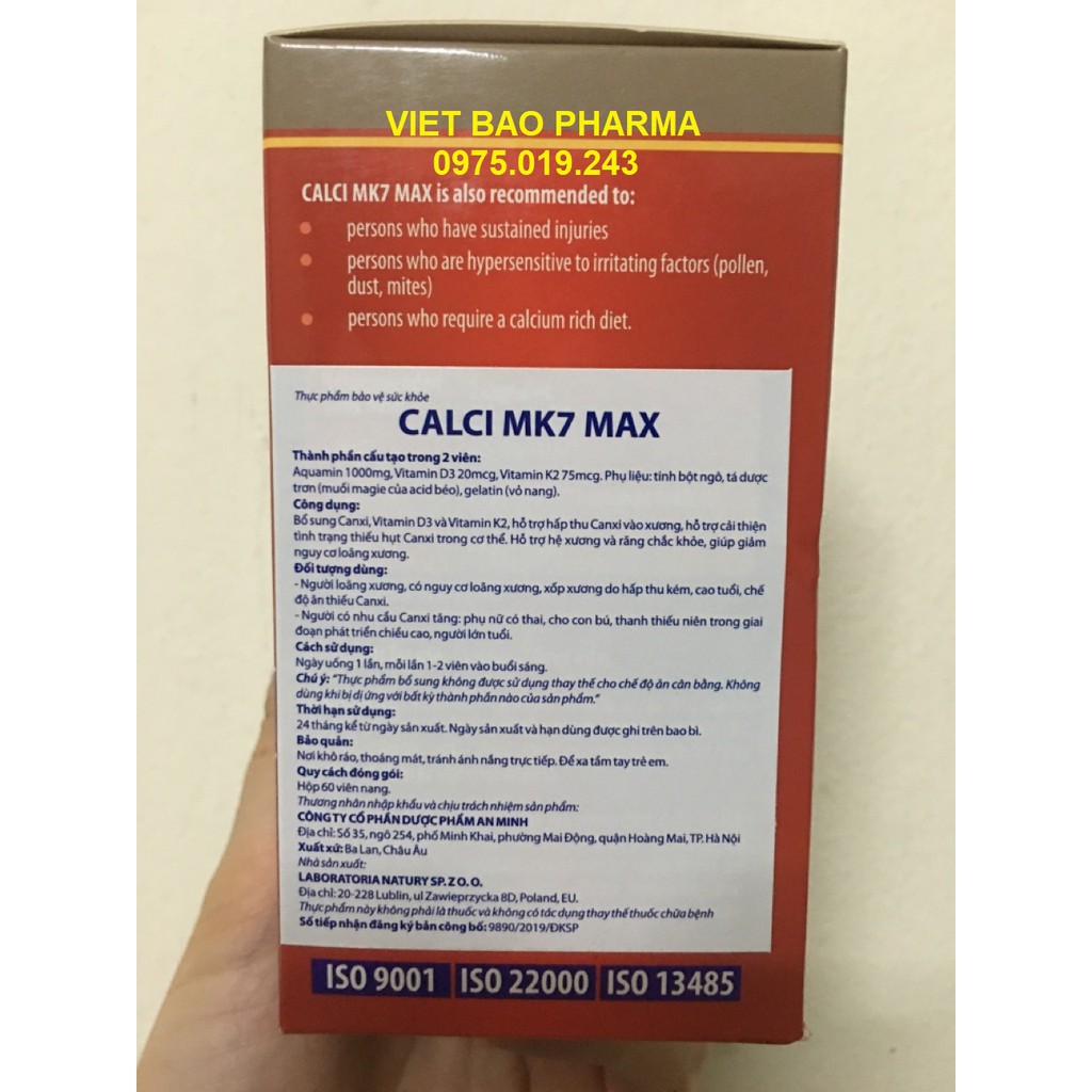 ✅ CALCIUM MK7 MAX - Bổ sung canxi hữu cơ cho bà bầu (chiết xuất tảo đỏ quý hiếm)