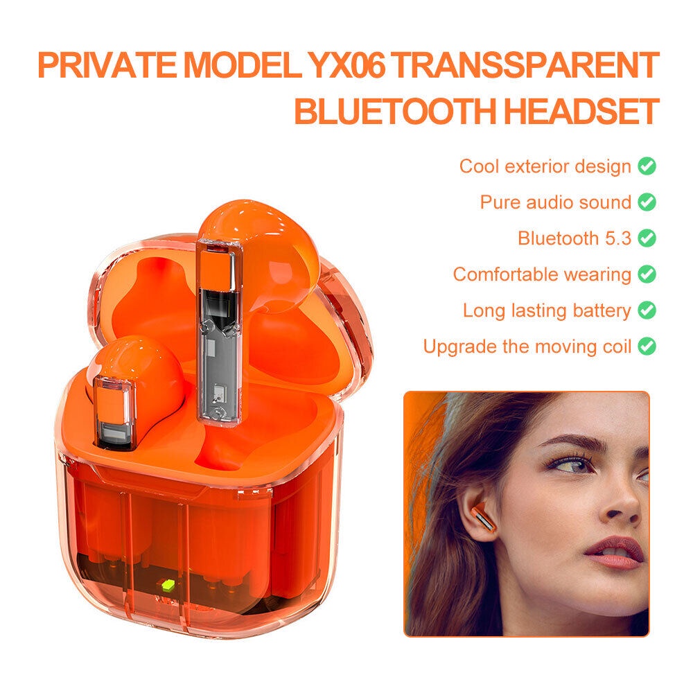 Tai Nghe NhéT Tai Bluetooth Không Dây Yx06 Trong SuốT KèM Phụ KiệN