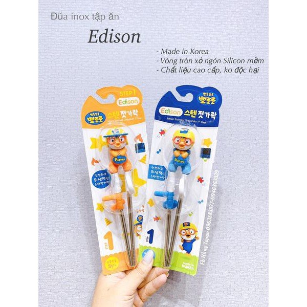 Đũa xỏ ngón tập ăn Edison cho bé từ 18+ trở lên made in Korea
