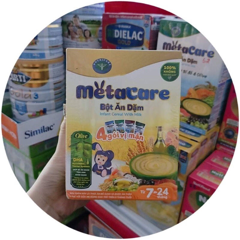 Bột ăn dặm Metacare 200g 4 gói vị mặn, 4 gói vị ngọt