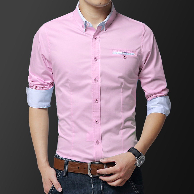 BEFOYI Men's Long Sleeve Fashion Shirt, Khaki White Black Size M-5XL