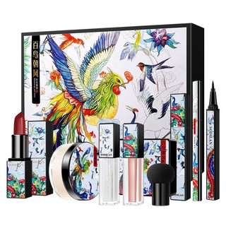 Bộ mỹ phẩm trang điểm gồm son môi phấn nước mascara / phấn má hồng / phấn bắt sáng
