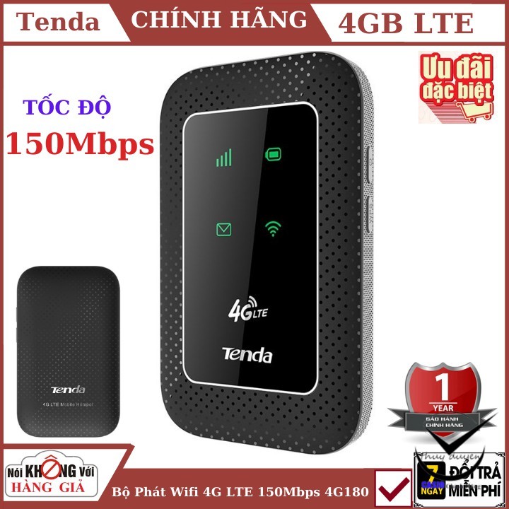 Phát wifi 4G di động 150 MBPS Tenda - 4G180 4GB LTE , phát wifi 4G , phát wifi bằng sim , phát wifi di động , phát 4G