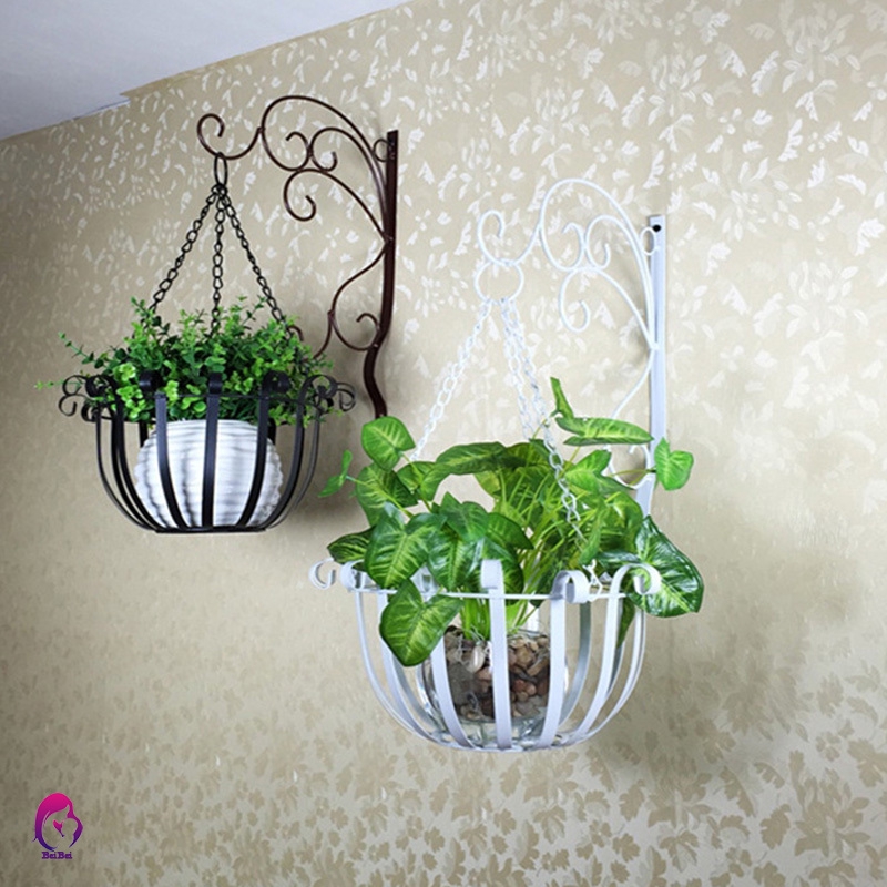 【Hàng mới về】 Wall-mounted Flower Hanging Hooks Holder Plant Flower Pot Basket Bracket Decoration for Garden