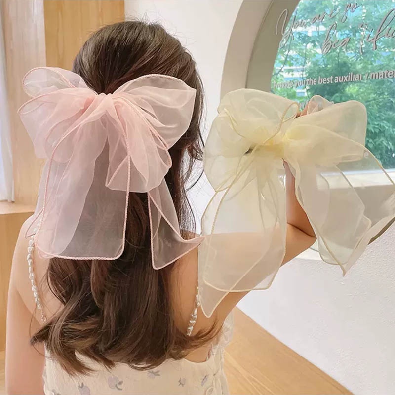 Kẹp Tóc Hình Nơ Phối Ren Thời Trang Cho Nữ