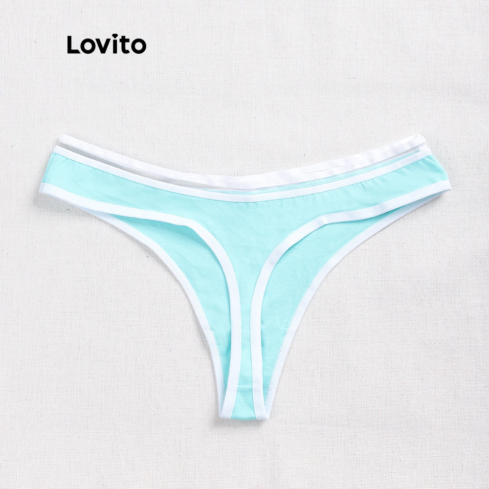 Quần lót Lovito màu trơn tương phản sexy L00304 (xanh dương nhạt/đỏ đậu)