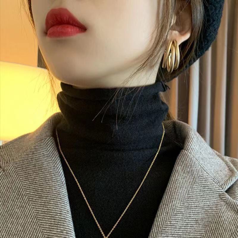 Áo len cao cổ mỏng nữ dài tay nữ thu đông giữ nhiệt basic trắng đen be nâu | BigBuy360 - bigbuy360.vn