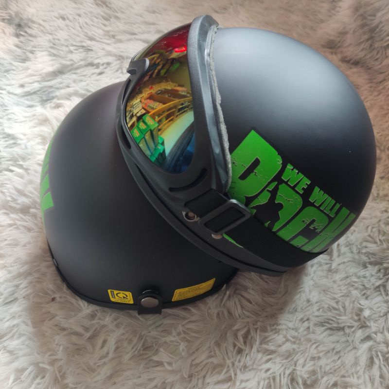 Mũ bảo hiểm phượt nửa đầu nhiều màu cao cấp có kính