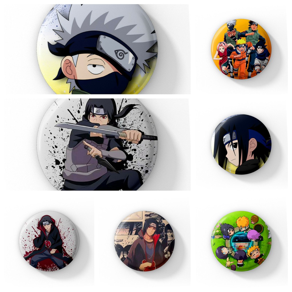 Huy hiệu cài áo IN HÌNH Naruto Sasuke anime chibi dễ thương tiện lợi