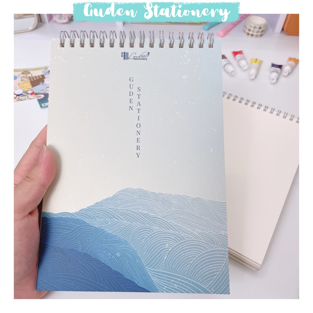 Sổ tay vẽ chì, sổ tay vẽ ký họa, Sketchbook A5 sóng Nhật Bản_Guden Stationery