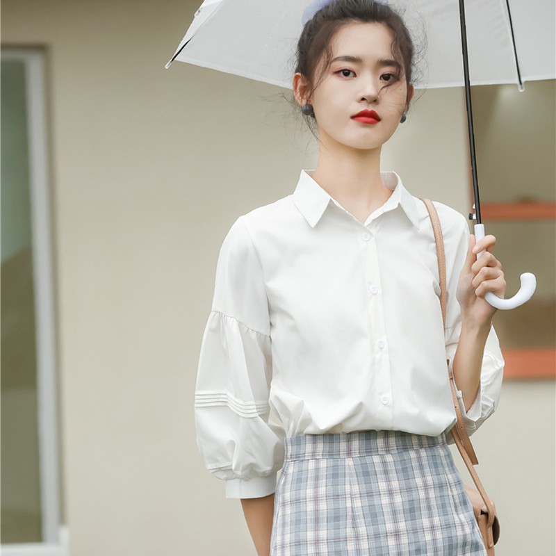 Áo sơ mi trắng nữ kiểu tay bồng xếp ly Chunxuu, phong cách trẻ trung chất liệu vải đẹp mềm mại - SP22