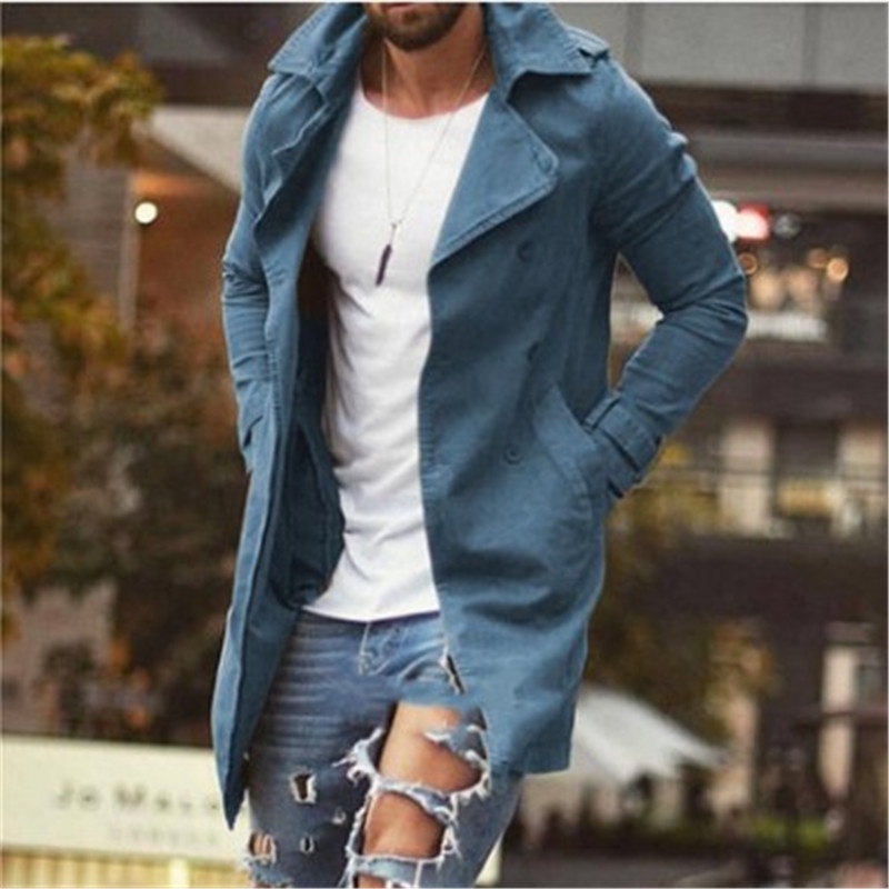 Áo khoác nam dài vừa phải Slim Fit Plus Size Trench Coat