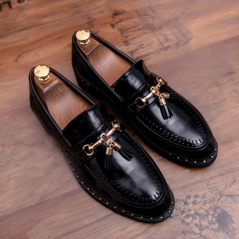 INLIKE Italian Men Loafers Split Leather Party And Wedding Mens Dress Shoes