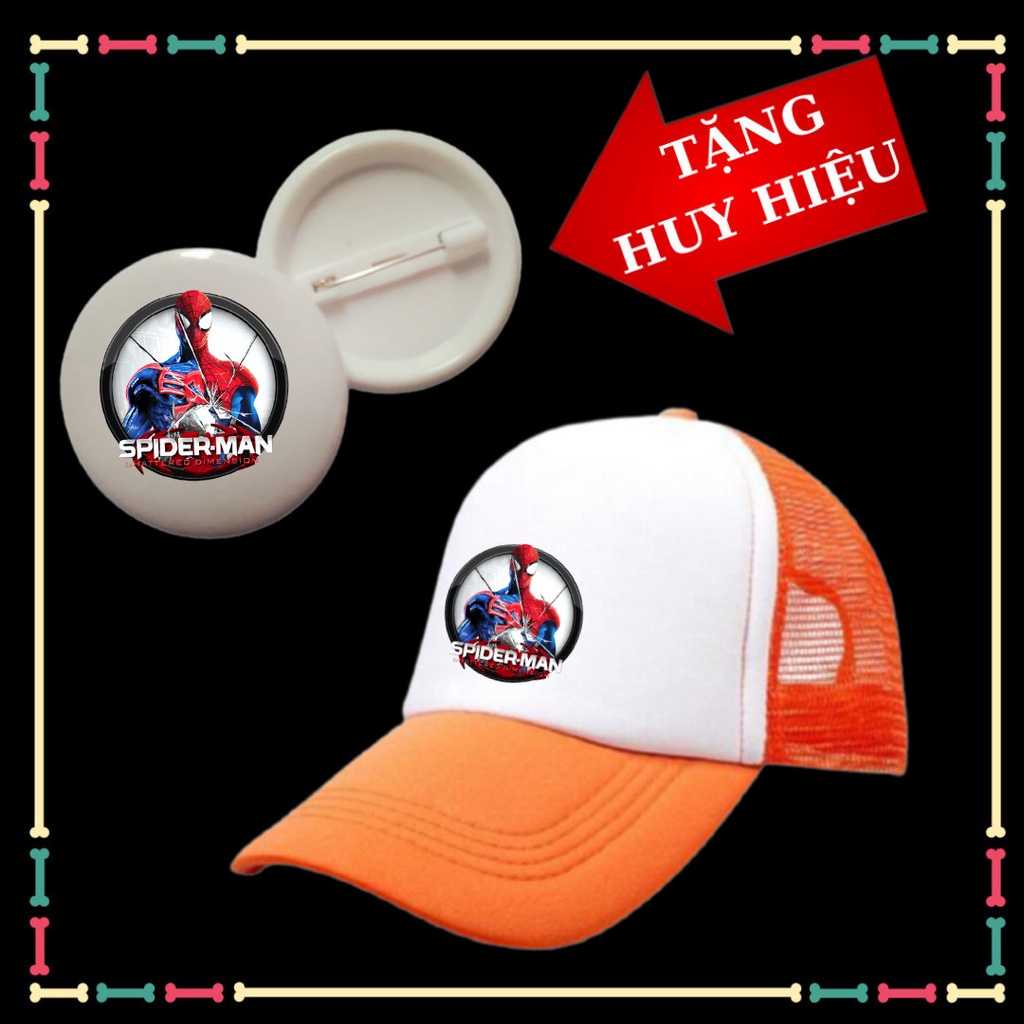 Mũ /Nón in hình Spiderman(Người Nhện) bé trai, bé gái, huy hiệu Spiderman trẻ em