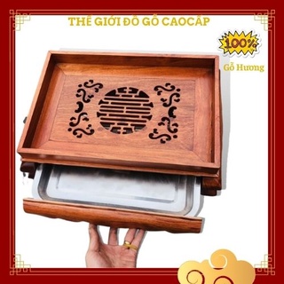 Khay trà [Gỗ hương 100%-Hàng loại 1] Khay trà chân quỳ gỗ hương loại lớn kt :45x35 cm