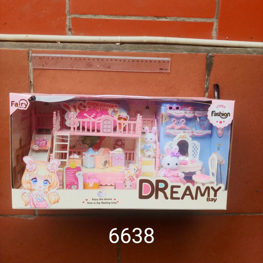 Ngôi Nhà Búp Bê Của Gia Đình Thỏ 49,5x10,5x33cm - Đồ Chơi Búp Bê, Mô Hình Nhà, Đồ Chơi Bé Gái