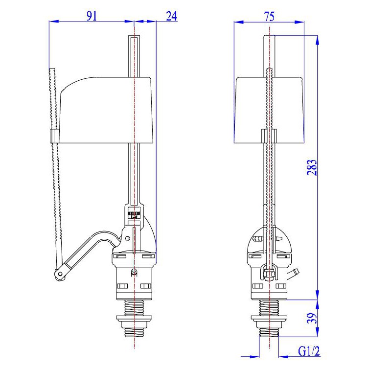 Cọc cấp nước vào dành cho các loại bồn cầu, tặng 1 dây dẫn nước - Sz906