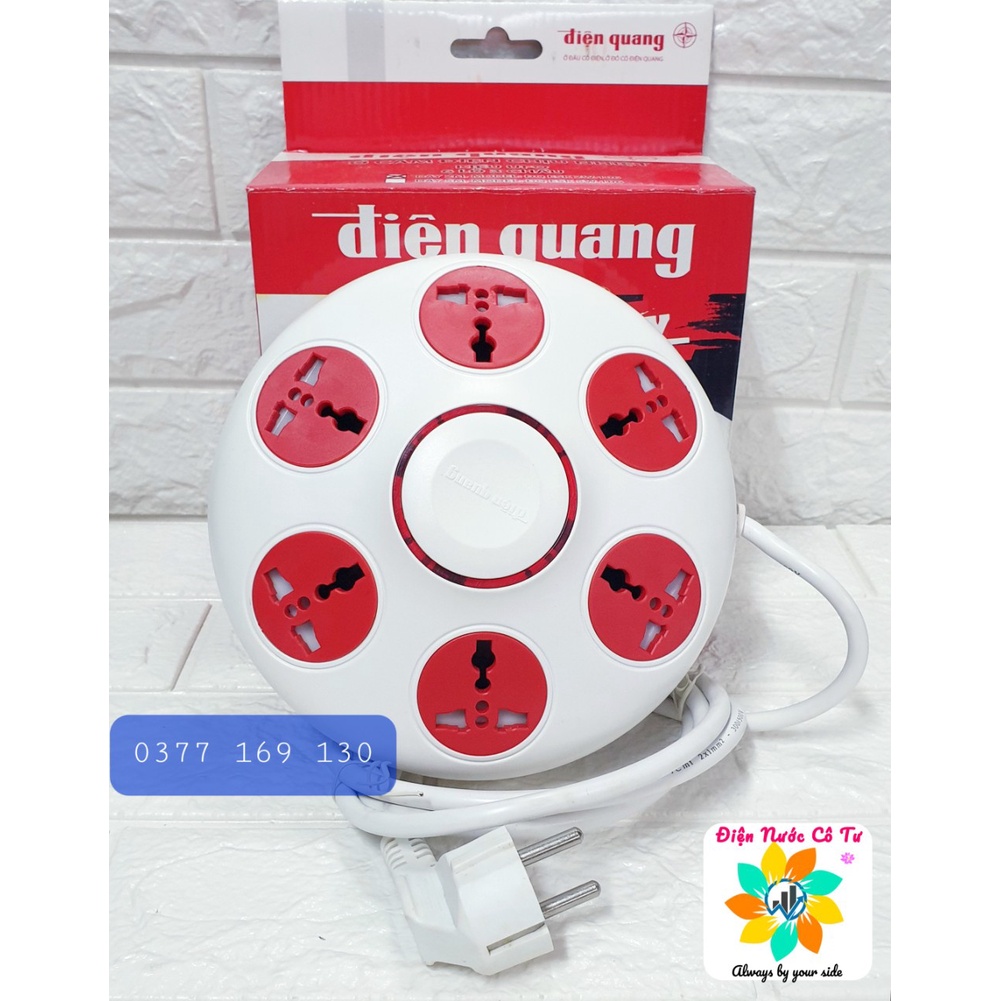 Ổ cắm điện tròn 6 lỗ đa năng dây 2m kiểu dáng đĩa bay UFO hàng cao cấp Điện Quang BH 12 tháng