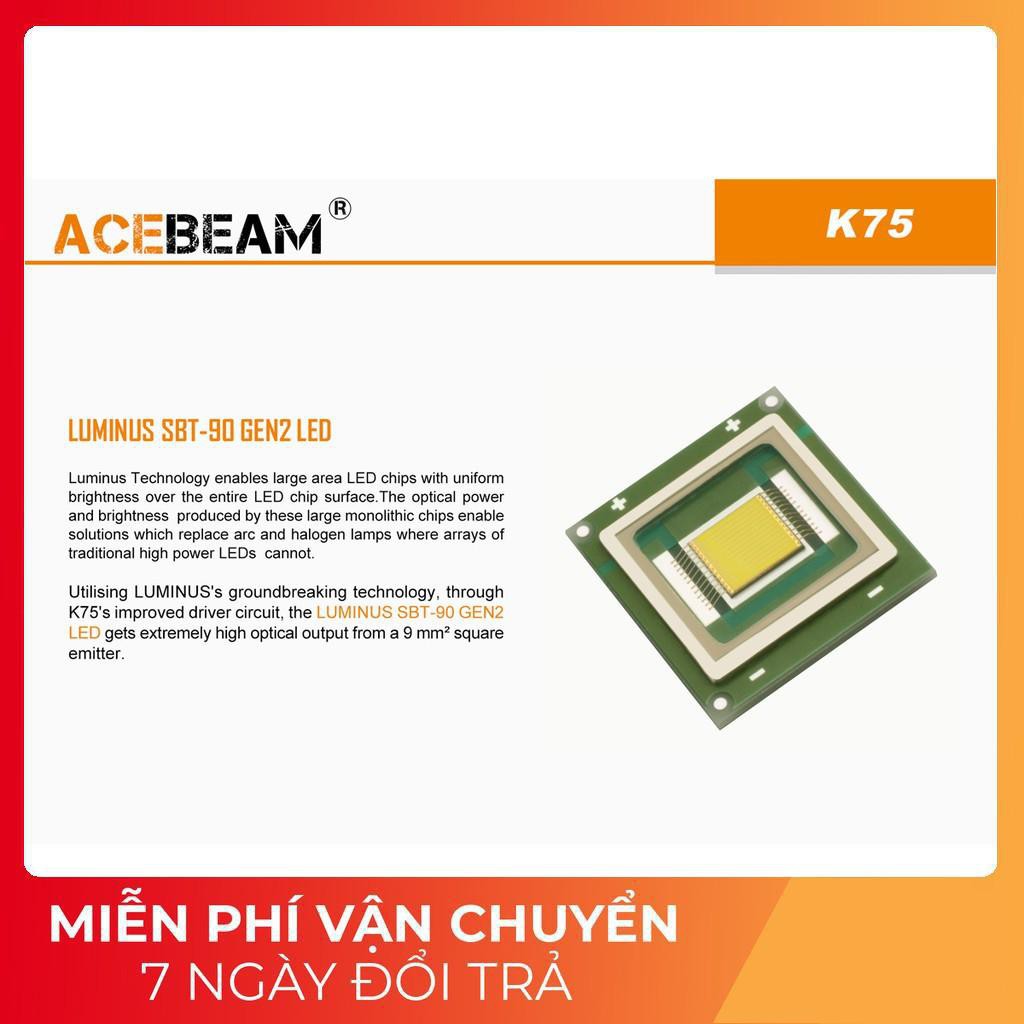 [SIÊU XA] [HÀNG ĐẦU TG] Đèn pin ACEBEAM K75 - Độ sáng 6500lm chiếu xa 2500m sử dụng 4 pin 18650 (không kèm theo)