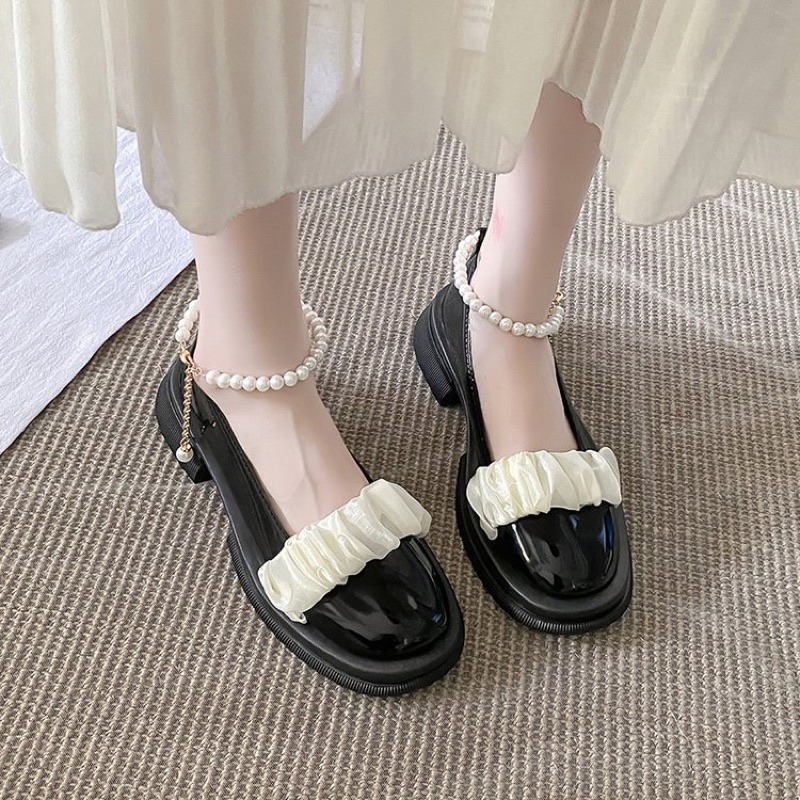 Giày lolita quai ngọc hoạ tiết bèo nhún giá rẻ chất lượng GD008