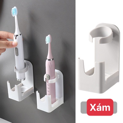 Giá Treo Bàn Chải Điện Nhựa PP Dán Tường CÓ MÓC TREO LY Tiện Dụng 4.6x6.6x10cm