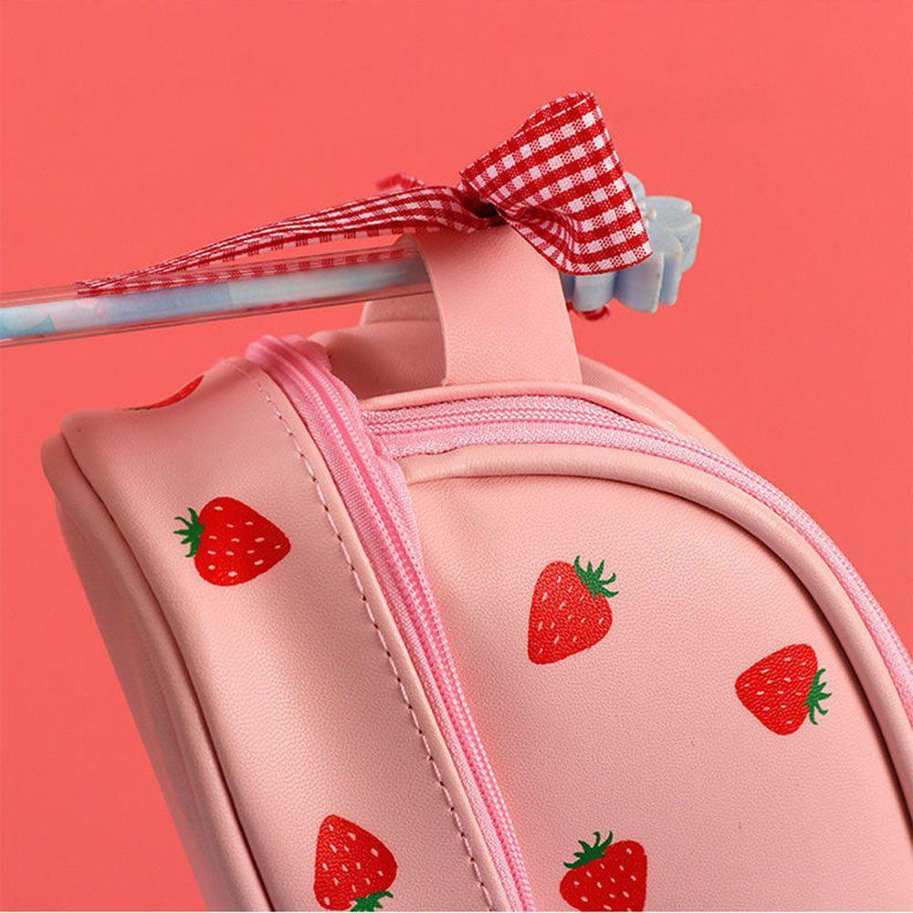 PISTA Túi Đựng Bút Bằng Vải Canvas Hai Khóa Kéo In Họa Tiết Cherry Xinh Xắn