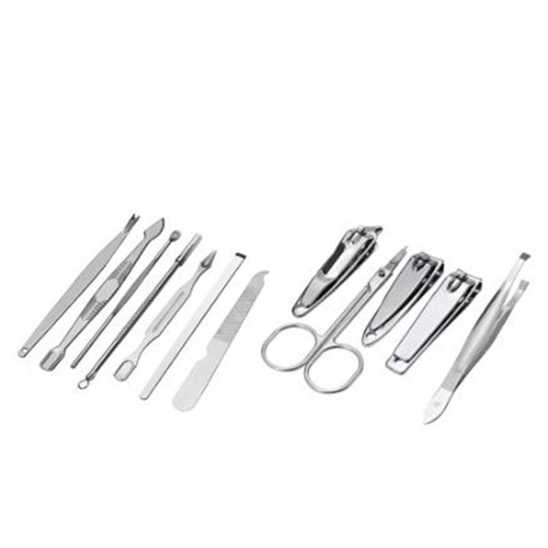 Bộ Dụng Cụ Chăm Sóc Móng Chuyên Nghiệp 12 Trong 1 Bằng Thép Không Gỉ Với Đồ Da