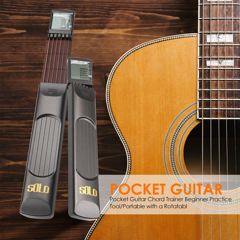 🌟Portable Pocket Guitar 6 Strings Trainer with Chord Chart Screen Practice