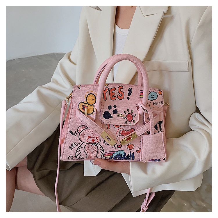 Túi Xách Đeo Vai Kelly Cỡ Nhỏ Họa Tiết Graffiti Độc Đáo Thời Trang Mùa Hè 2022 Cho Nữ