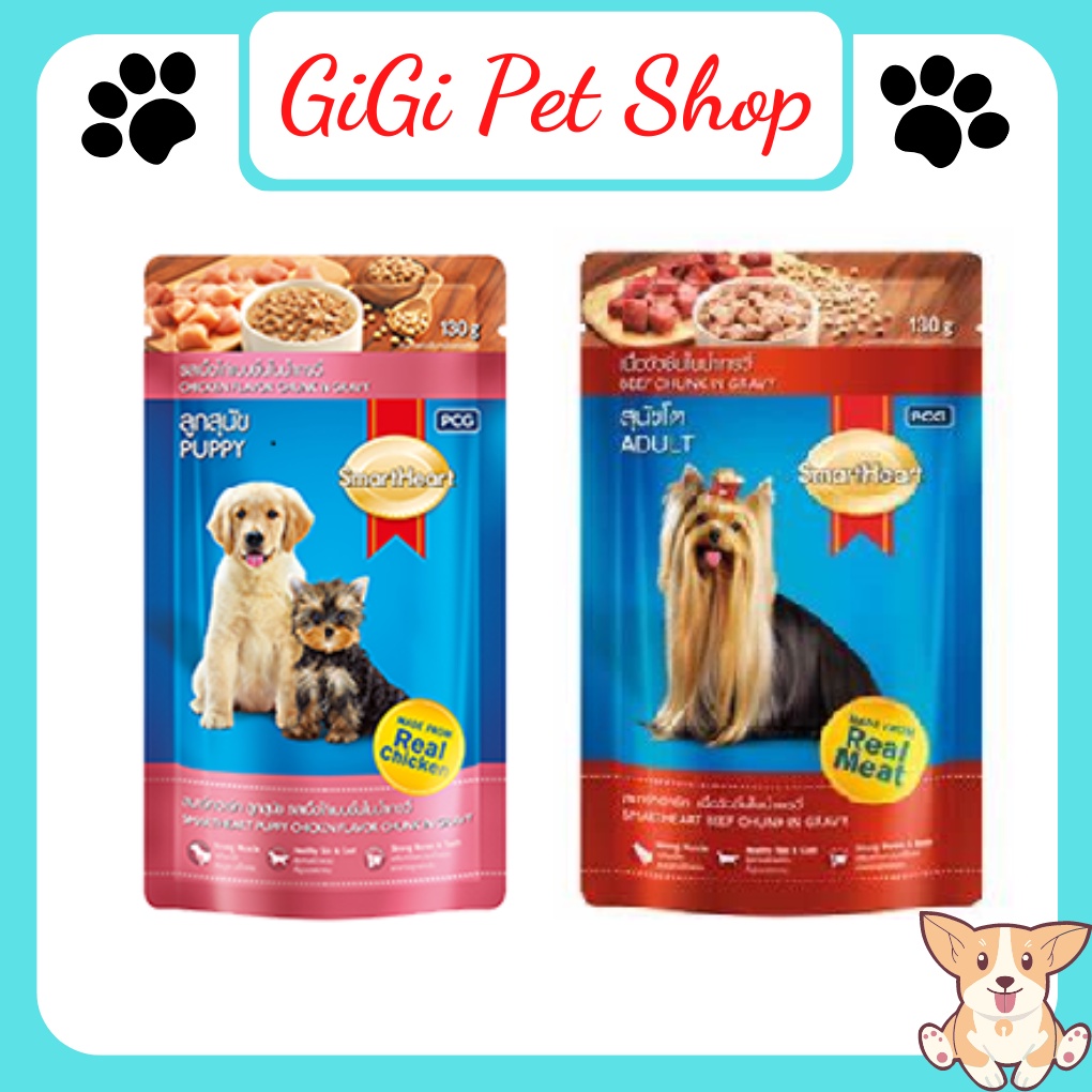 Pate cho chó Smart Heart thức ăn cho thú cưng cún lớn nhỏ nhiều vị gói 130 gram - GiGi Pet Shop