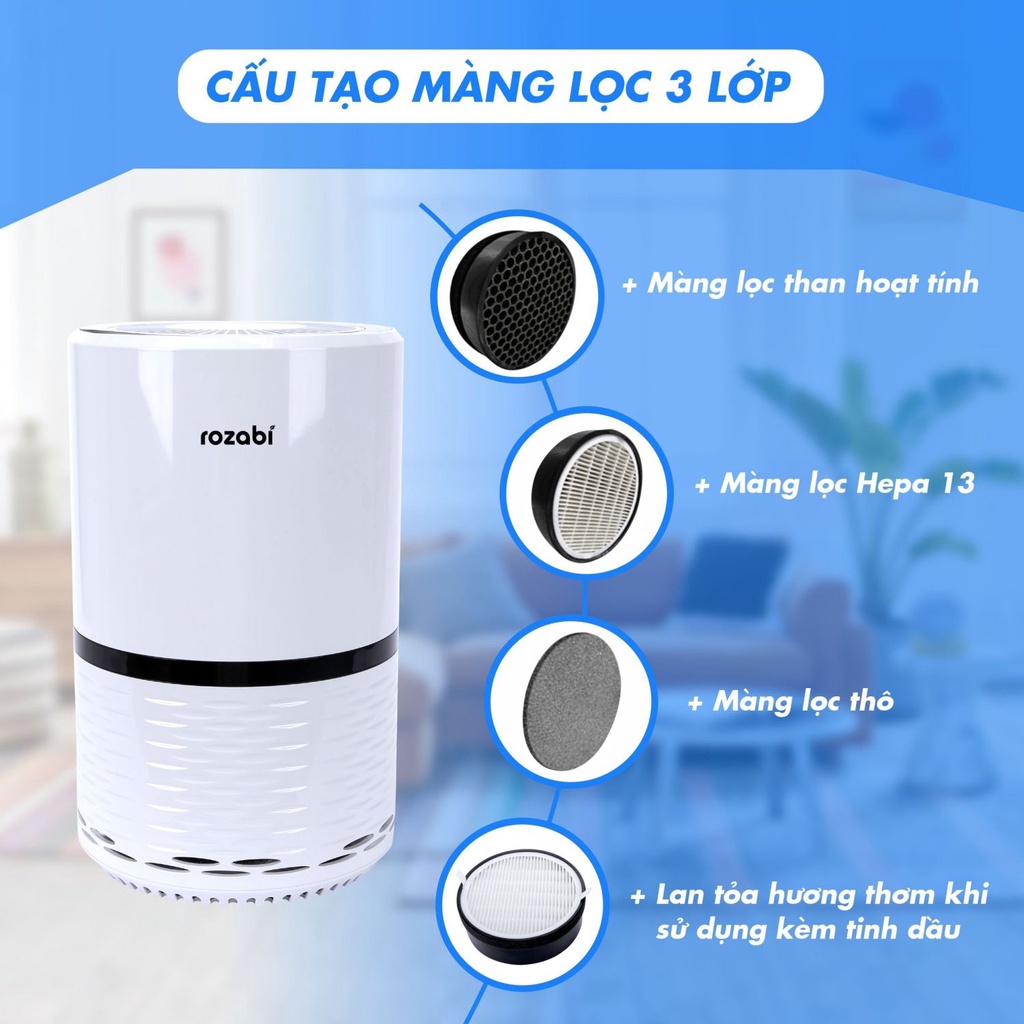 Máy lọc không khí Rozabi Compact 6011 thương hiệu Mỹ, bảo hành 12 tháng toàn quốc