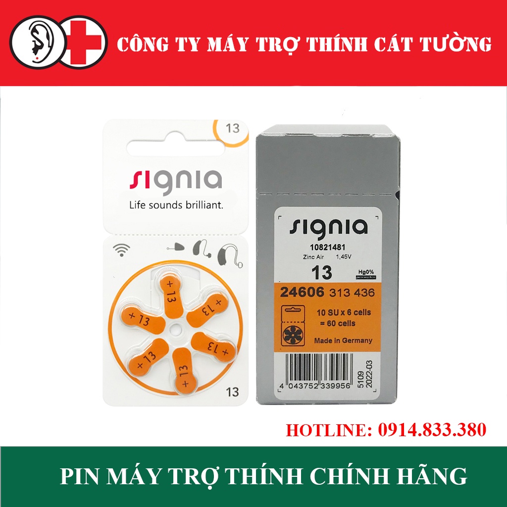 Pin MÁY TRỢ THÍNH  - Hàng chính hãng Signia , dùng cho tất cả các loại máy sau tai