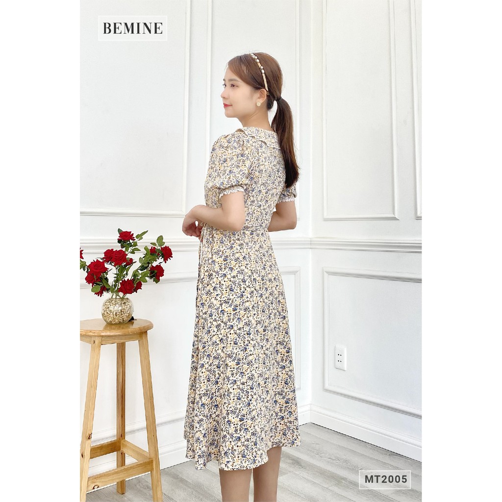 Đầm hoa cổ bèo ngực chéo cột eo BEMINE MT2005DA | BigBuy360 - bigbuy360.vn