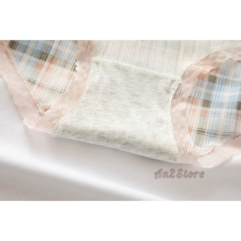 Quần Lót Nữ Cotton 💯 Quần lót nữ siêu thoáng hoạ tiết kẻ caro đơn giản siêu xinh QL04
