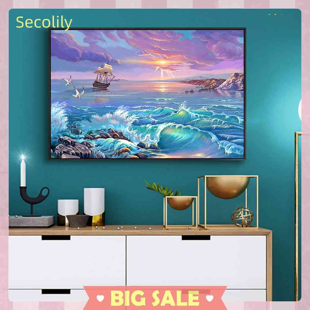 Seco Bộ Tranh Thêu Chữ Thập 11CT Bằng Cotton In Hình Hồ Nước Tự Nhiên