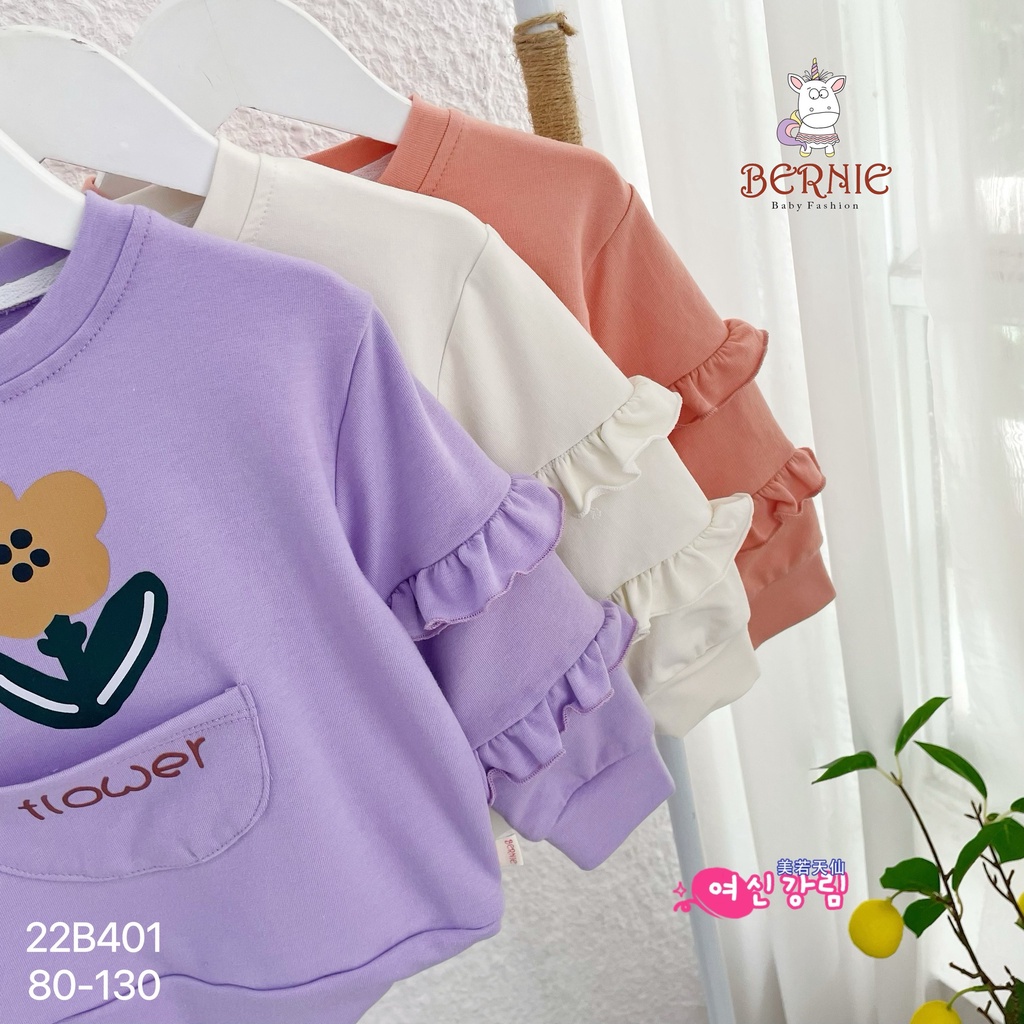 Bộ quần áo thu đông cho bé gái, bộ da cá bé gái bánh bèo đẹp hàng thiết kế Bernie