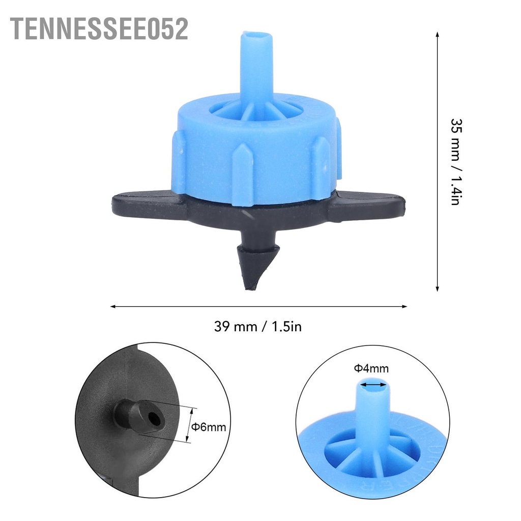 Tennessee052 100 cái Bộ phát nhỏ giọt 4mm Đồng nhất bù áp suất Dòng chảy PP Tưới nước cho địa hình lớn