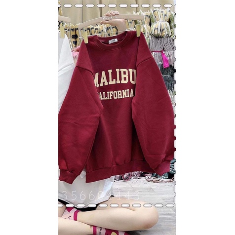 Áo nỉ form thụng tay phồng Sweater MALIBU chất liệu nỉ cotton